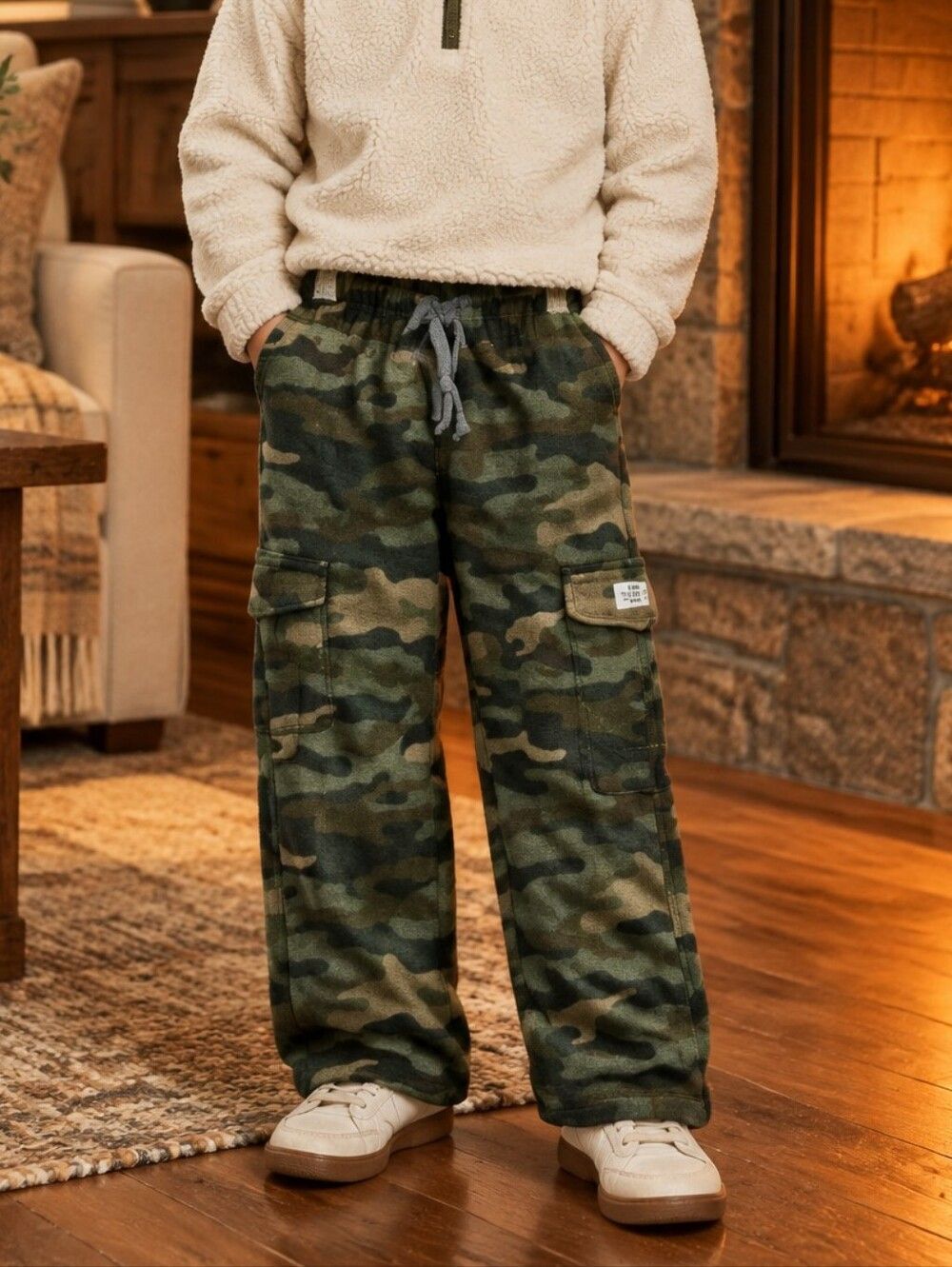 Carter's Boy Cargo Camo Sweatpants Casual Kids Bottoms Winter Cozy Fleece Pant